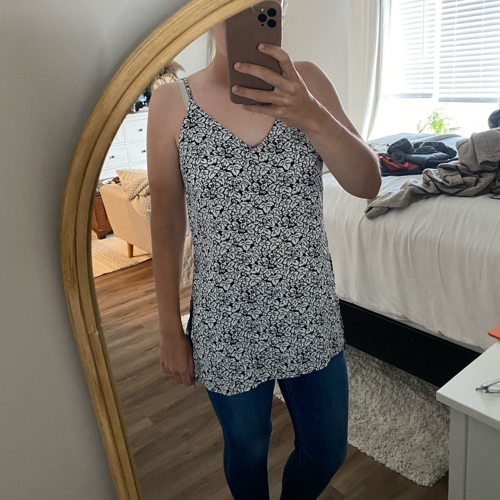 GAP Black and White Floral Tank